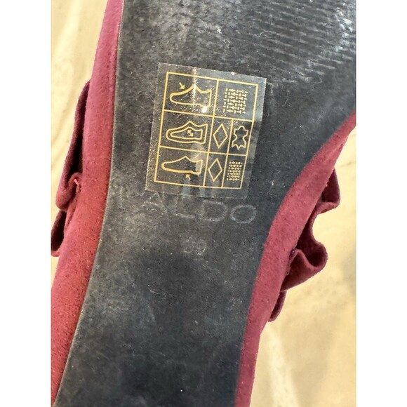 Aldo Open Toe Suede Heeled Zip Booties SZ 39/8.5 - Picture 8 of 8